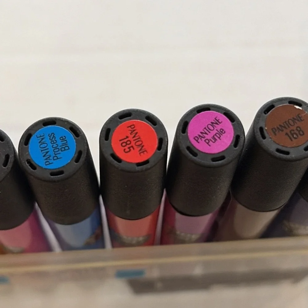 Vintage Pantone by Letraset Tria Markers 12 Set #1 Brights Dual Tip Studio Case